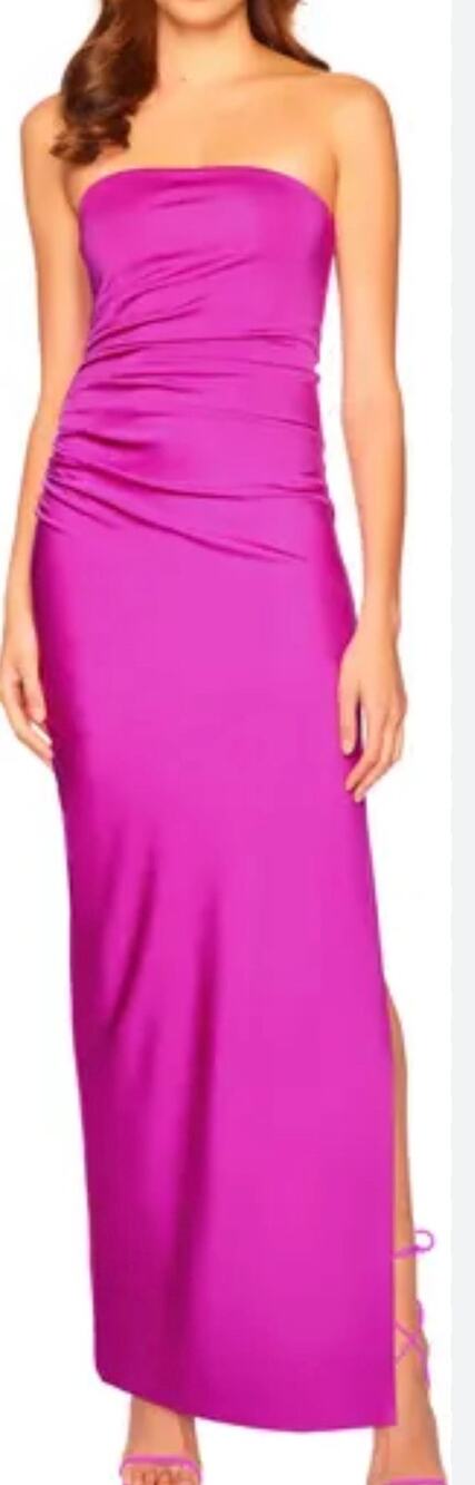 Susana Monaco Ruched Strapless Maxi Dress $278.00 purple violet XS Supernova